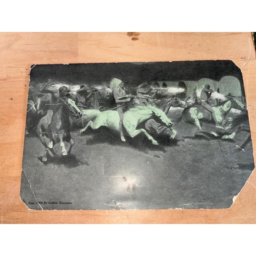 Antique 1904 Frederic Remington Print Native American Warriors Horseback